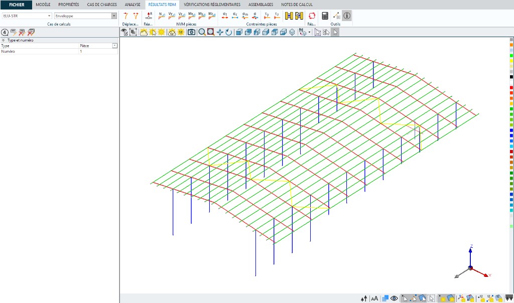 Calcul de structure Acord-Bat, analyse 3D de l'ossature, LP Charpente