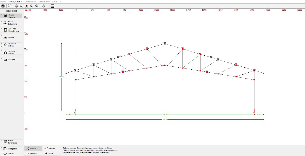 Calcul de structure MD Bat, modèle 2D charpente, LP Charpente
