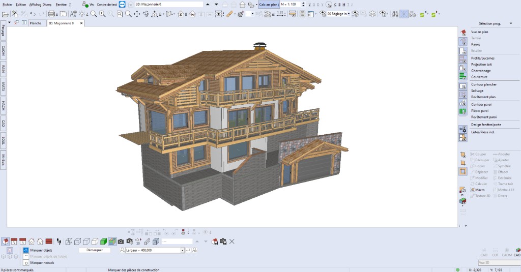 Modélisation SEMA, chalet traditionnel en 3D, exemple projet 2, LP Charpente