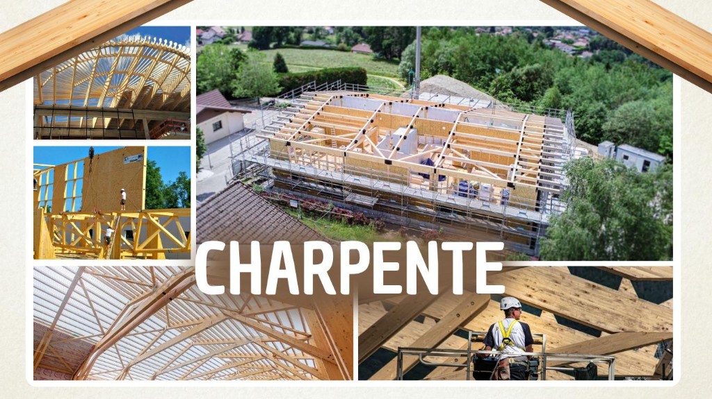 Charpente traditionnelle LP Charpente, collage de réalisations en Haute-Savoie