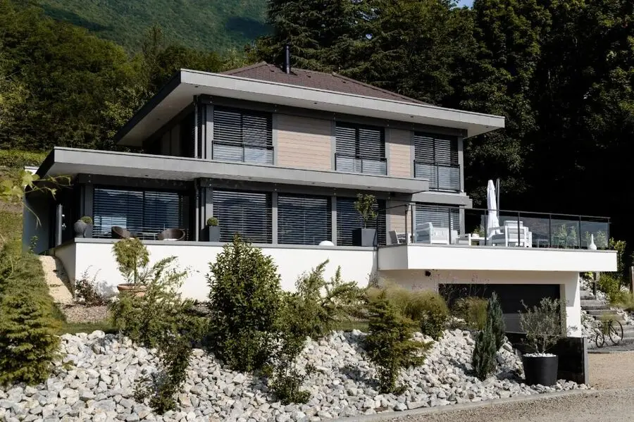 Maison bois contemporaine, ossature et bardage, LP Charpente