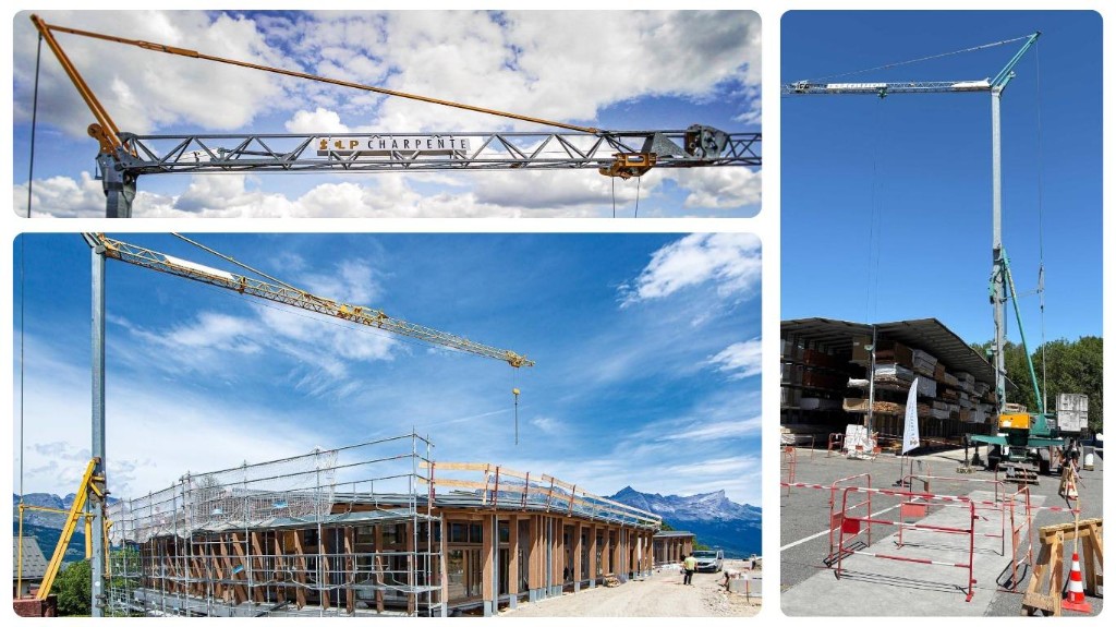 Grues à montage rapide LP Charpente, levage et distribution sur chantier