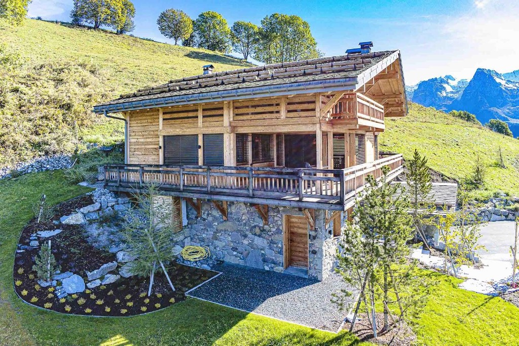 Façade chalet ossature bois, Chalet Odin, Le Grand-Bornand