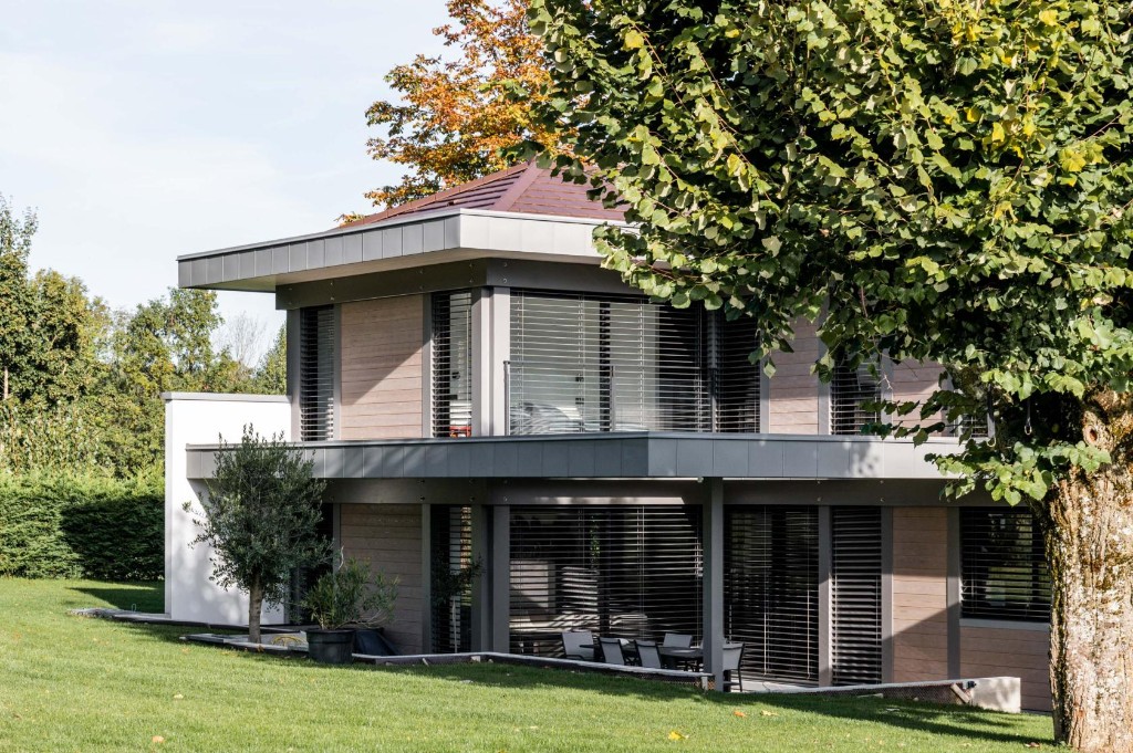 Vue d'ensemble, maison ossature bois, Cornier