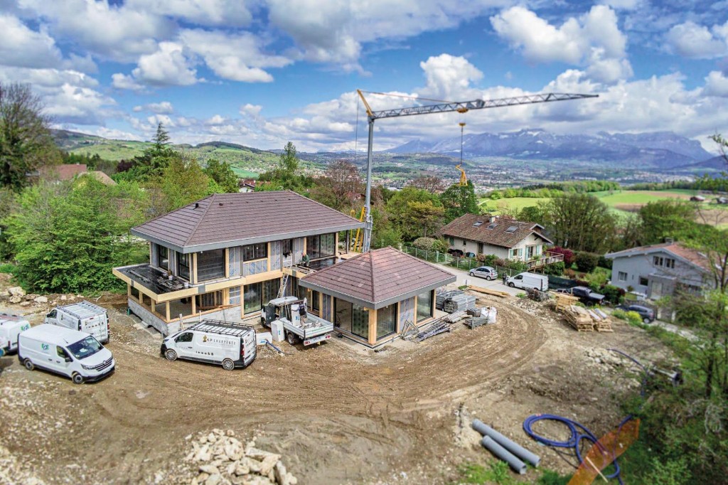 Vue aérienne, Villas Neveu, Poisy