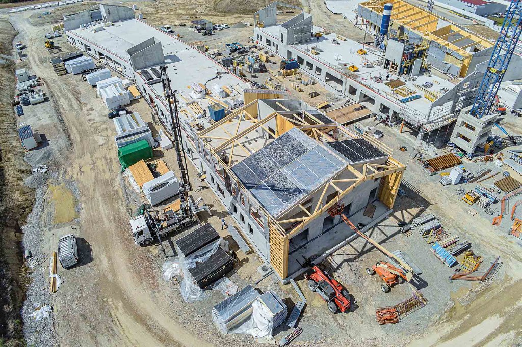 Collège de Vulbens, structure mixte bois et métal en chantier