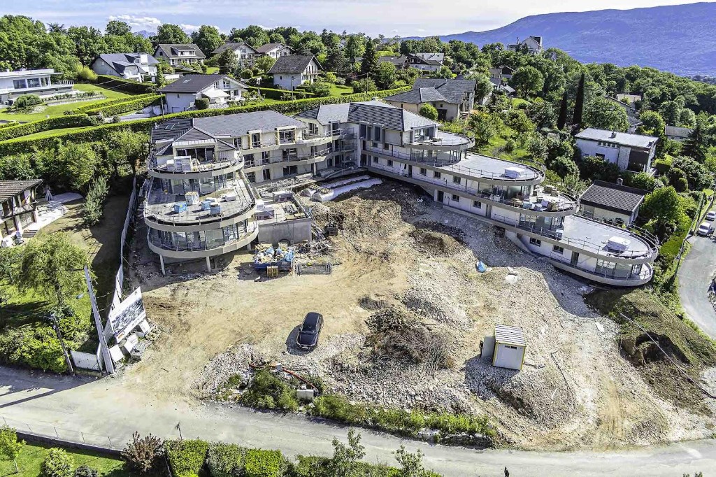 Vue aérienne du chantier, La Canopée, Aix-les-Bains
